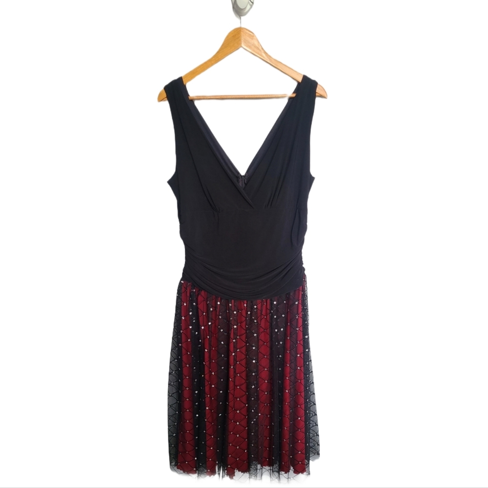 Tradition Formal Midi Dress with Rhinstone Accents